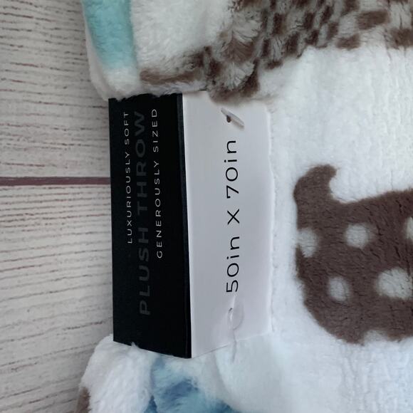 Happy Tails Plush Throw Blanket Dog Puppy Pattern 50x70" - Picture 8 of 10